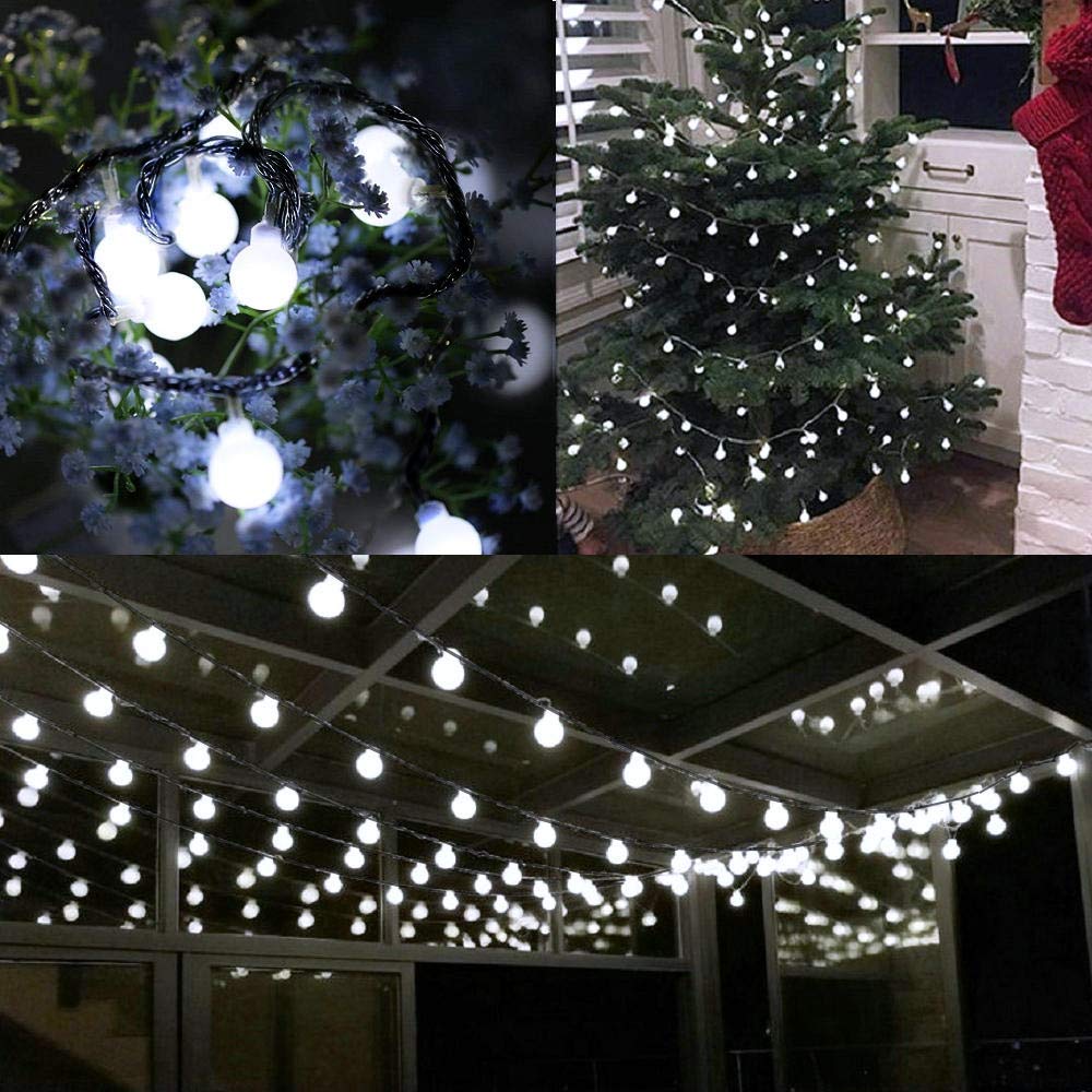 Guirnalda de luces solares Grobe para exteriores, 22 m, 200 LED, guirnalda de luces solares impermeables, 8 modos para jardín y patio (blanco)