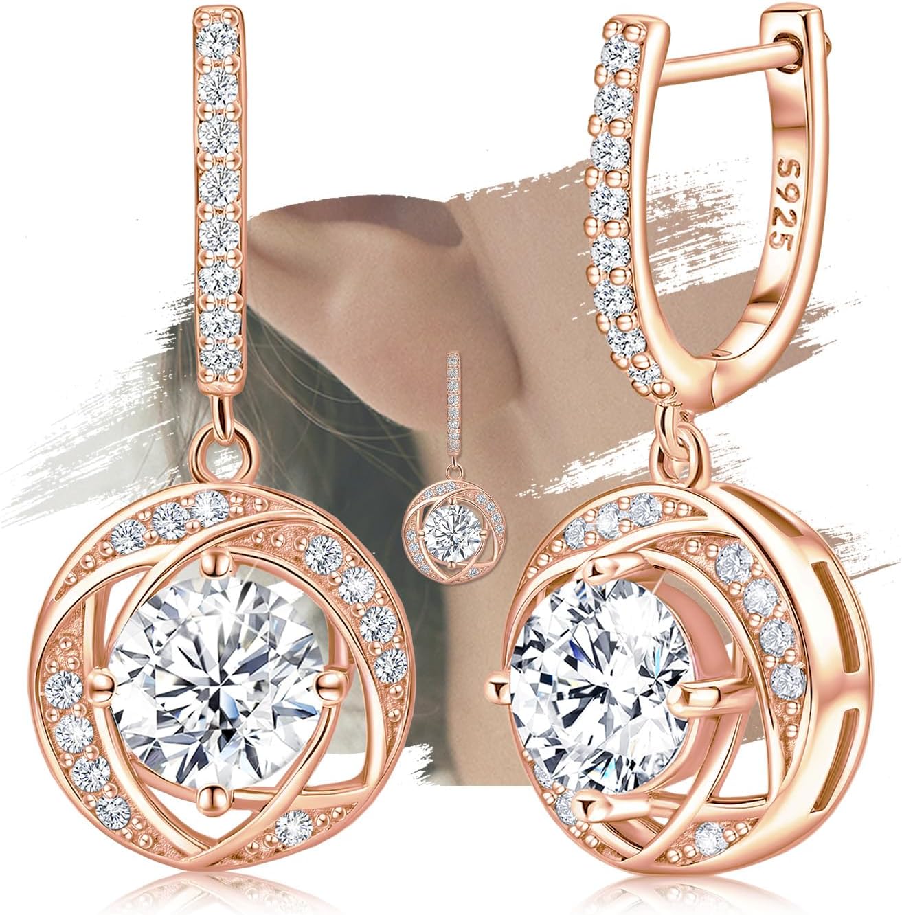 Sterling Silver Dangle Hoop Earrings Charms Hypoallergenic Fashion Jewelry Dainty Birthday Gift