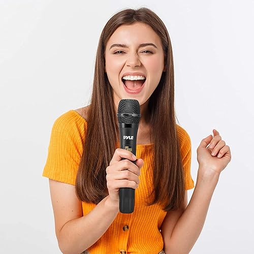 Miniatura 6 de Pyle Sistema de micrófono inalámbrico Uhf portátil, funciona con pilas, juego de micrófonos inalámbricos Bluetooth dual, incluye 2 micrófonos