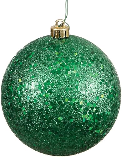 Vista 18 de Vickerman Adorno de bola de caramelo rojo de 12 pulgadas, inastillable y resistente a los rayos UV, confiable y listo para colgar, adornos rojos