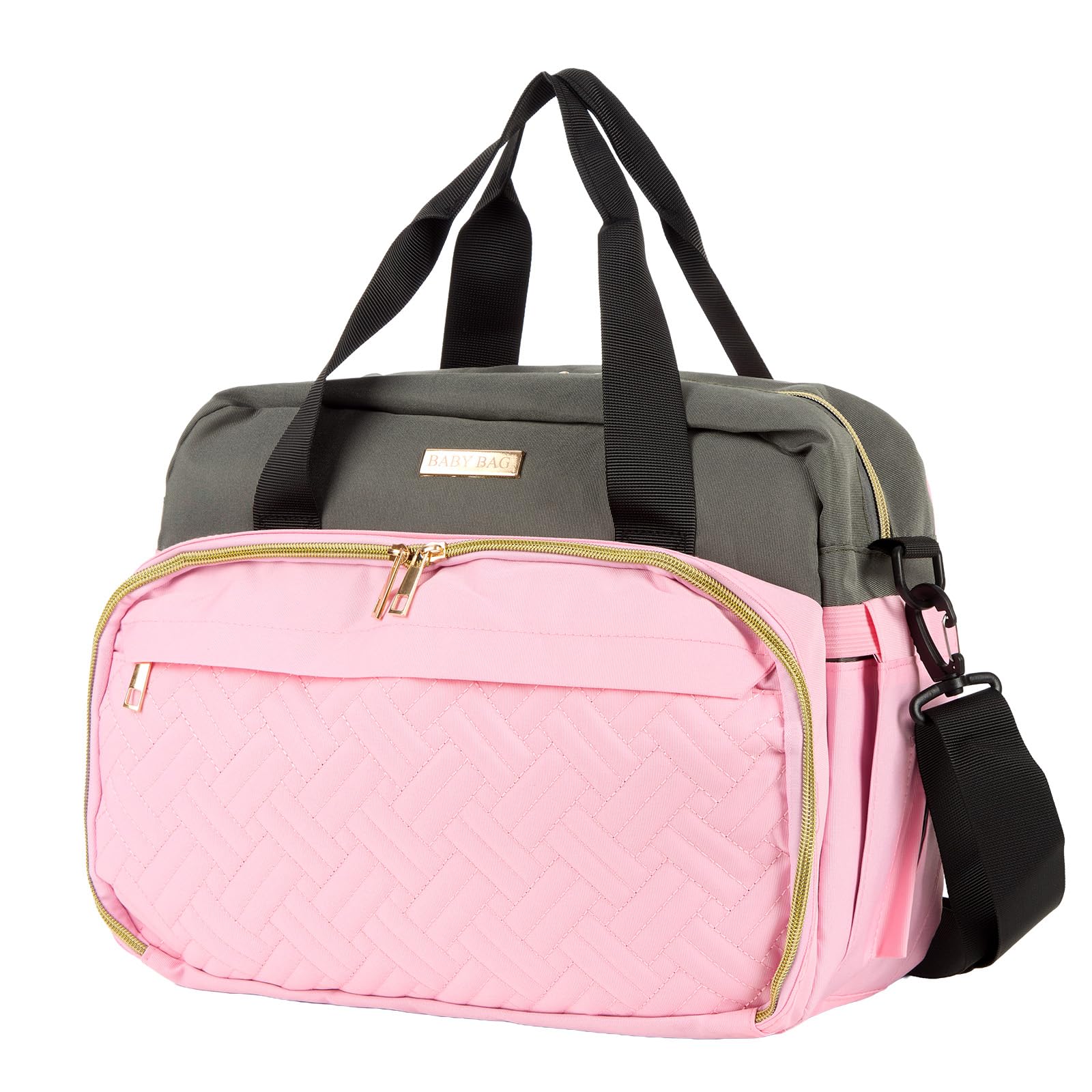 BREEZENEST Multifunctional Baby Changing Backpack – Waterproof Oxford Cloth Diaper Bag with Insulated Bottle Pocket, Multiple Compartments & Changing Mat (S-Pink)