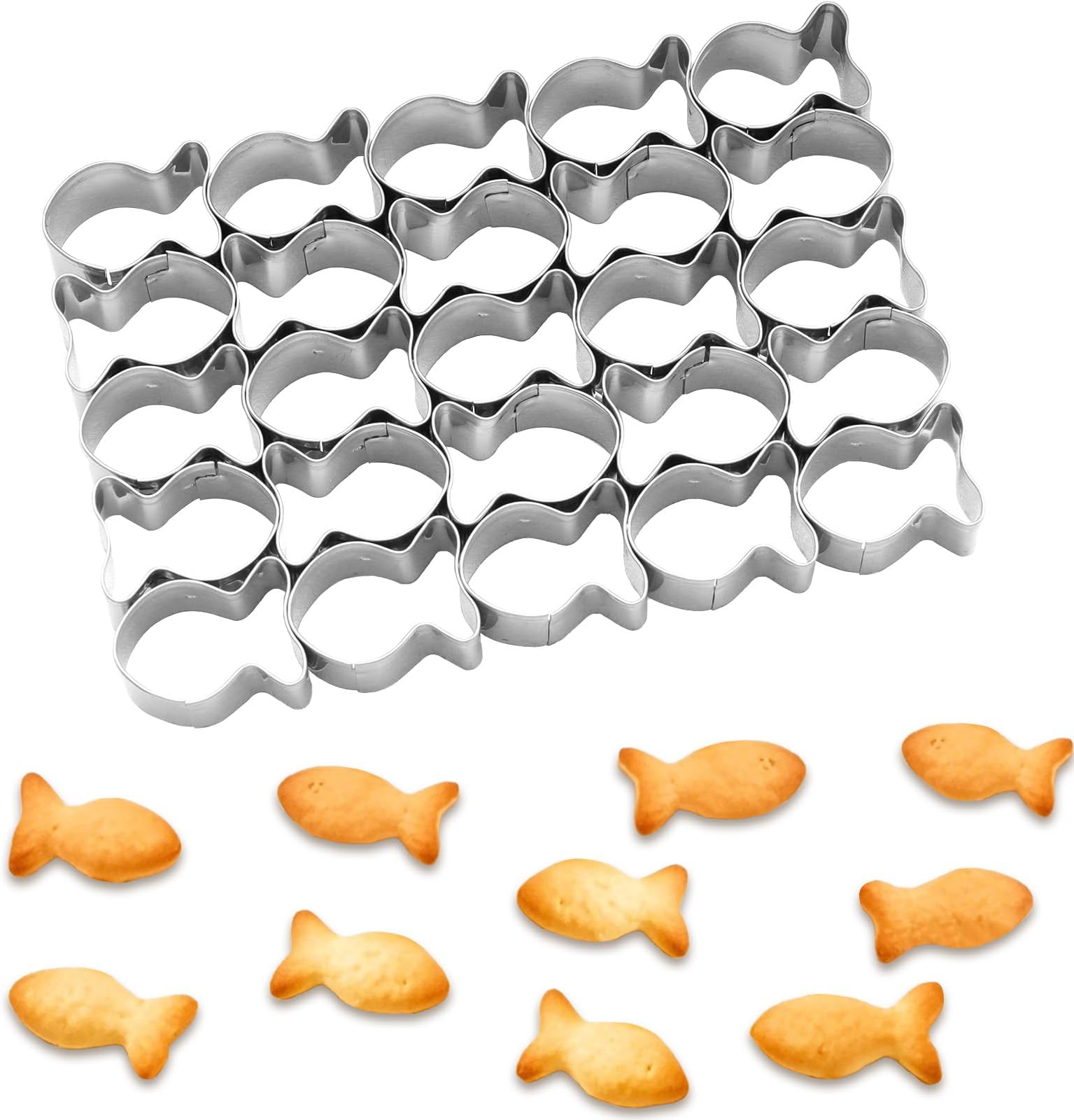Amazon.com: Stainless Steels Goldfish Cracker Cutter, 25 Cavity Fish ...
