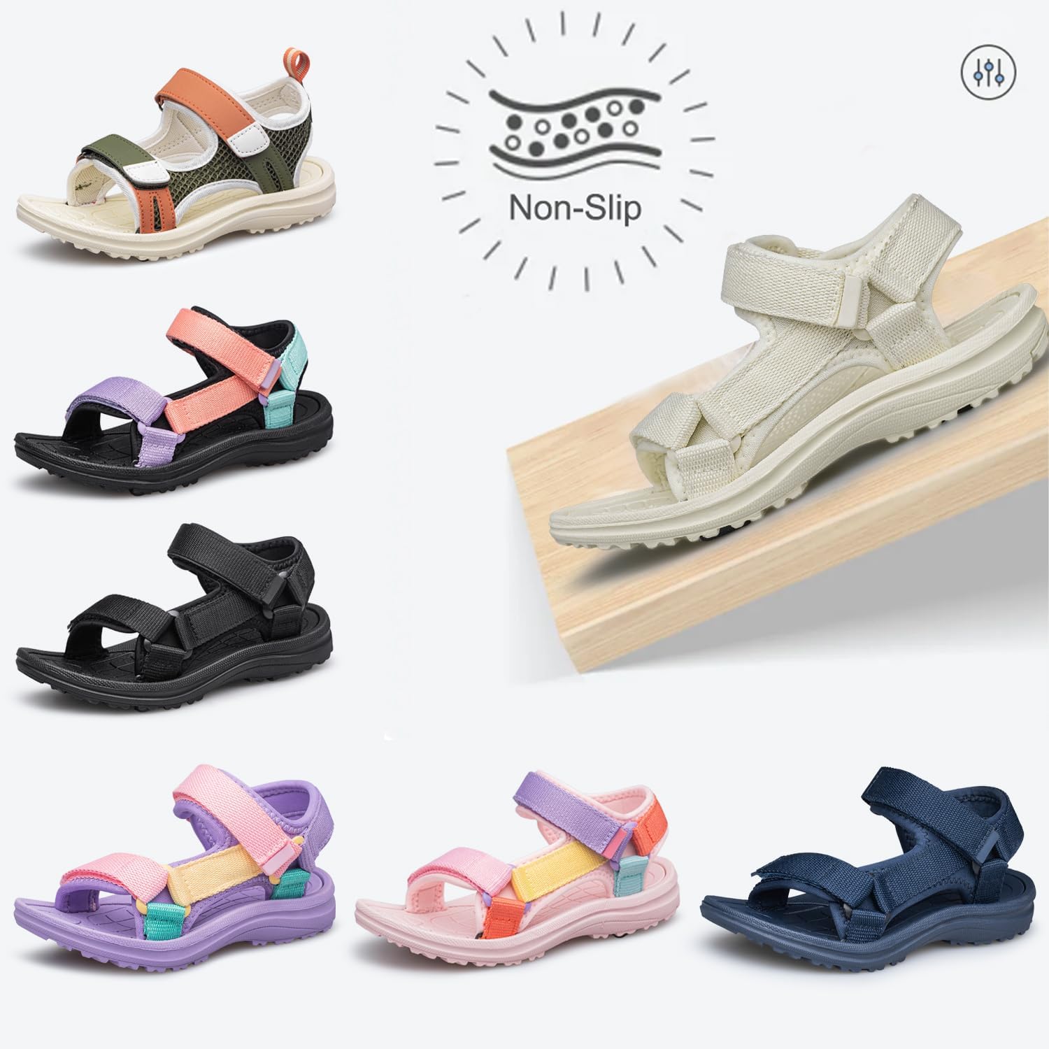 vibdiv Boys Girls Sandals Open-Toe Summer Outdoor Unisex Child Sport Sandals Athletic Lightweight(Toddler/Little Kid/Big Kid)