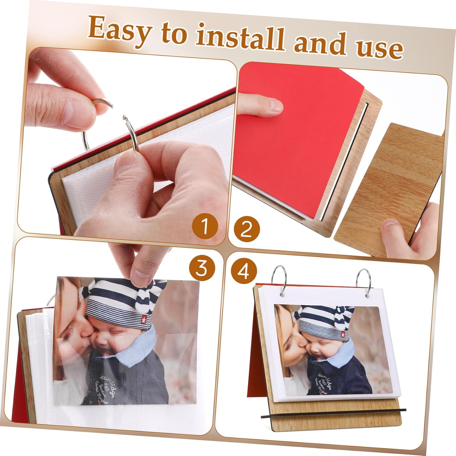 Boy Girl Photo Album with Insert Pages and Desk Calendar Growth for Family and Friends Compact Design Color