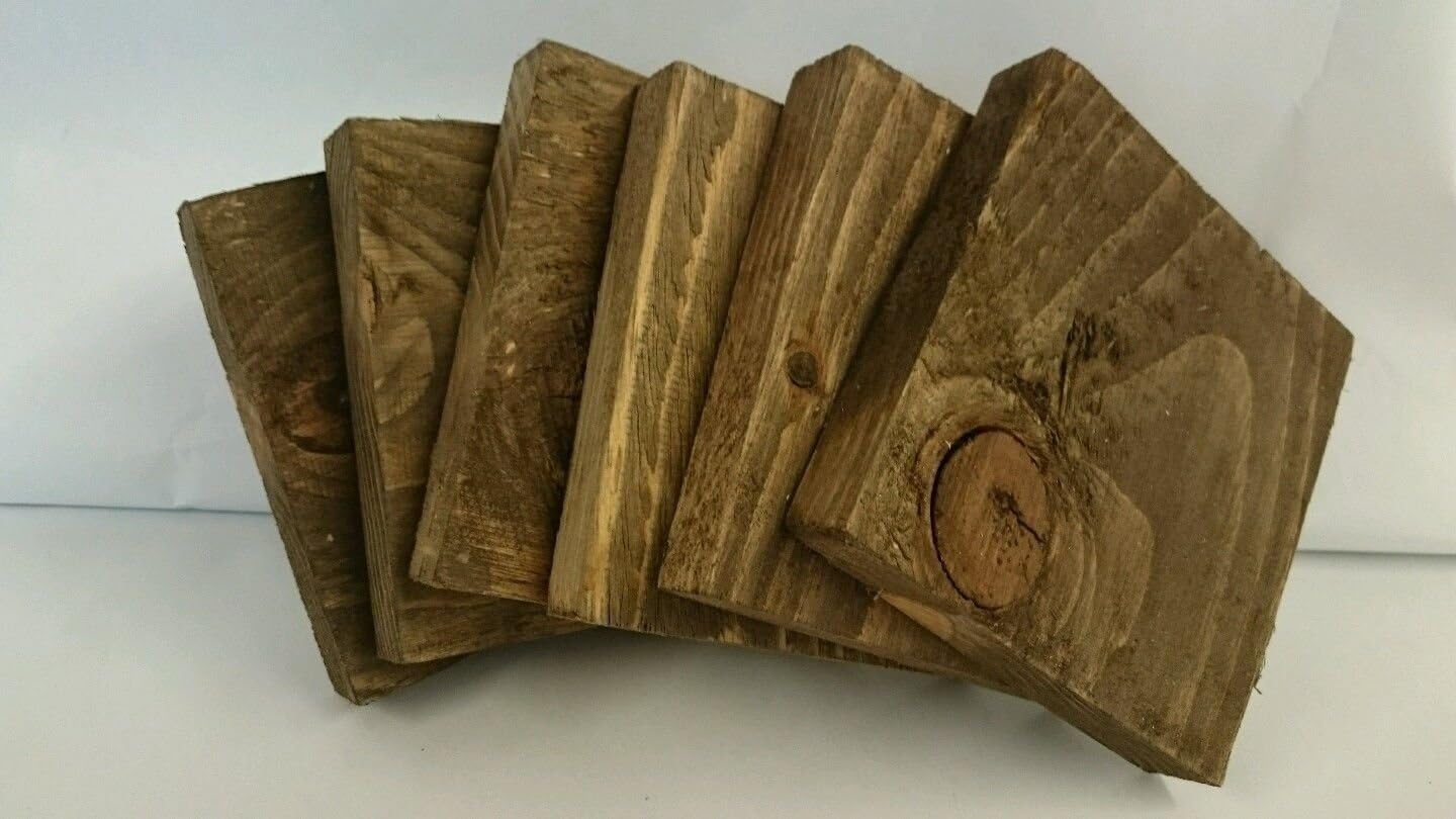Set Of 4 Wooden Coasters Walnut Stain Reclaimed Pallet Wood Shabby/Industrial Chic