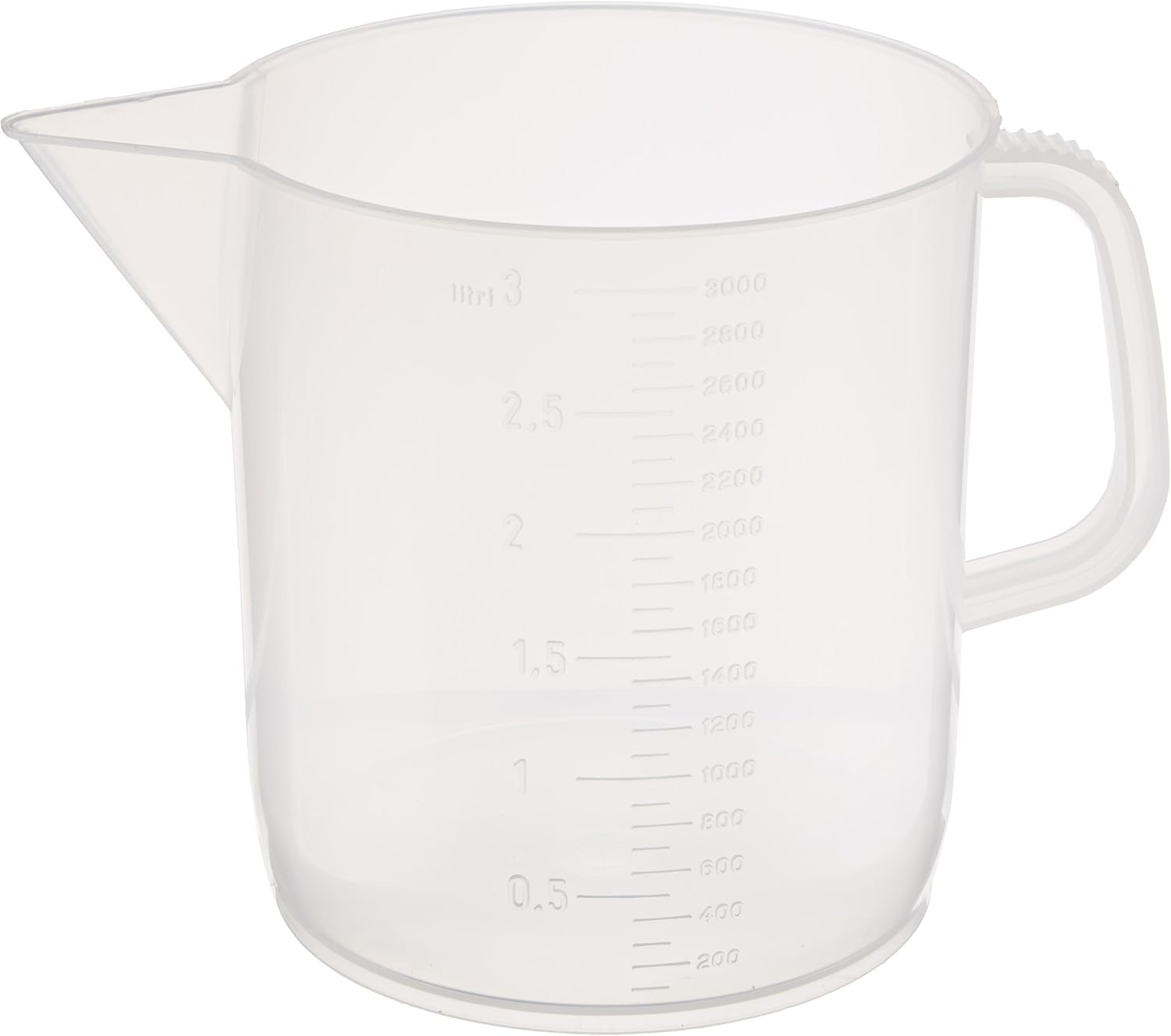 Globe Scientific 601159-1 Polypropylene Short Form Beaker with Handle, Molded Graduations, 3000mL Capacity: Tools & Home Improvement