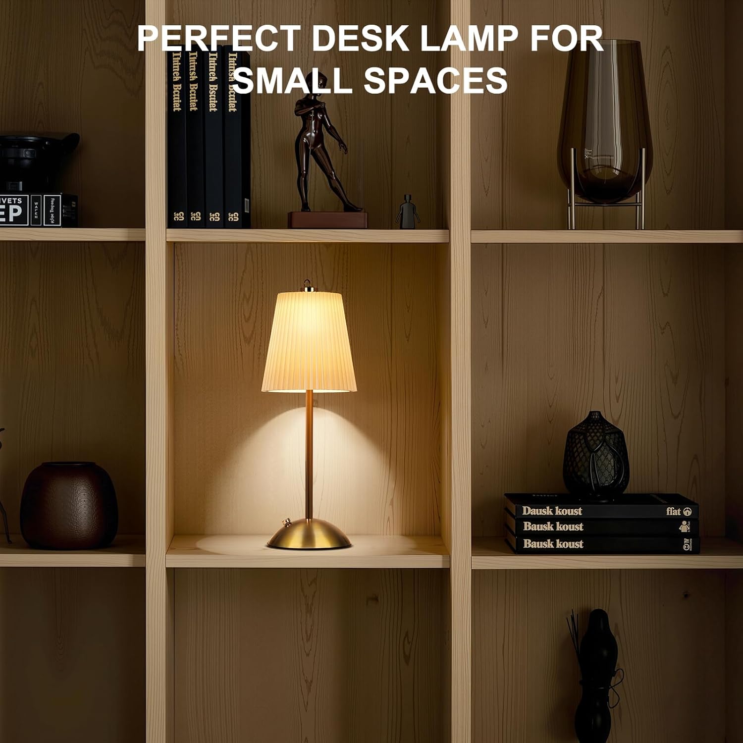 FRIDEKO HOME Rechargeable Table Lamp Gold - Cordless Battery Operated Lamp, Fabric Shade Desk Lamp, Wireless Lamp for Decor Bedroom Dining Table Counter (2pcs-Hard Fabric-LED-11.65in)