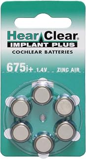 HearClear Cochlear Implant Size 675P, P675HP Zinc Air Hearing Aid (60 Batteries)