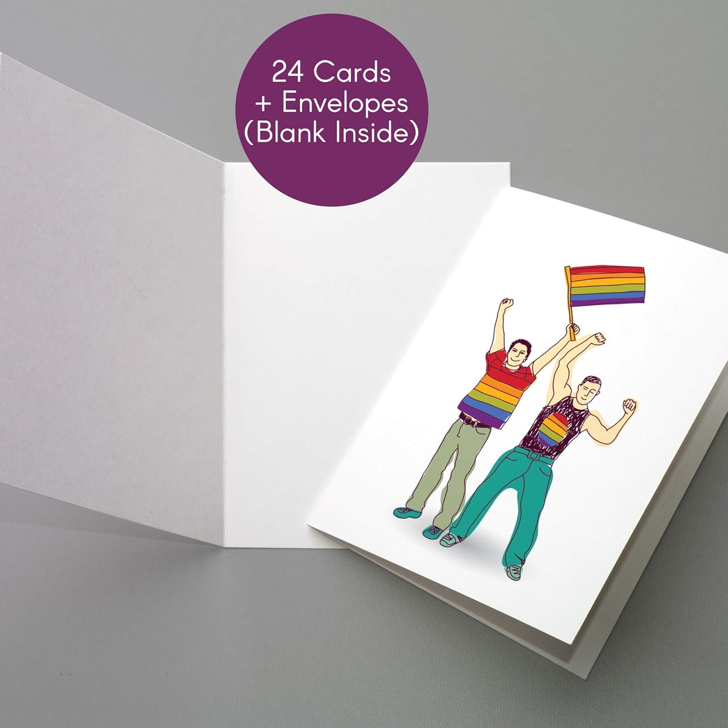LGBT Greeting Cards Boxed Set - 24 Blank LGBTQ Pride w/White Envelopes - Rainbow Designs - Stationery Printed in the USA by RitzyRose (Funny Pride Mixed Pack)