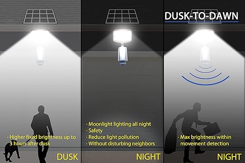 Miniatura 4 de 1000LM CREE LED 1st AI Smart 180 grados activado por movimiento al aire libre energía solar inundación punto de inundación estacionamiento jardín
