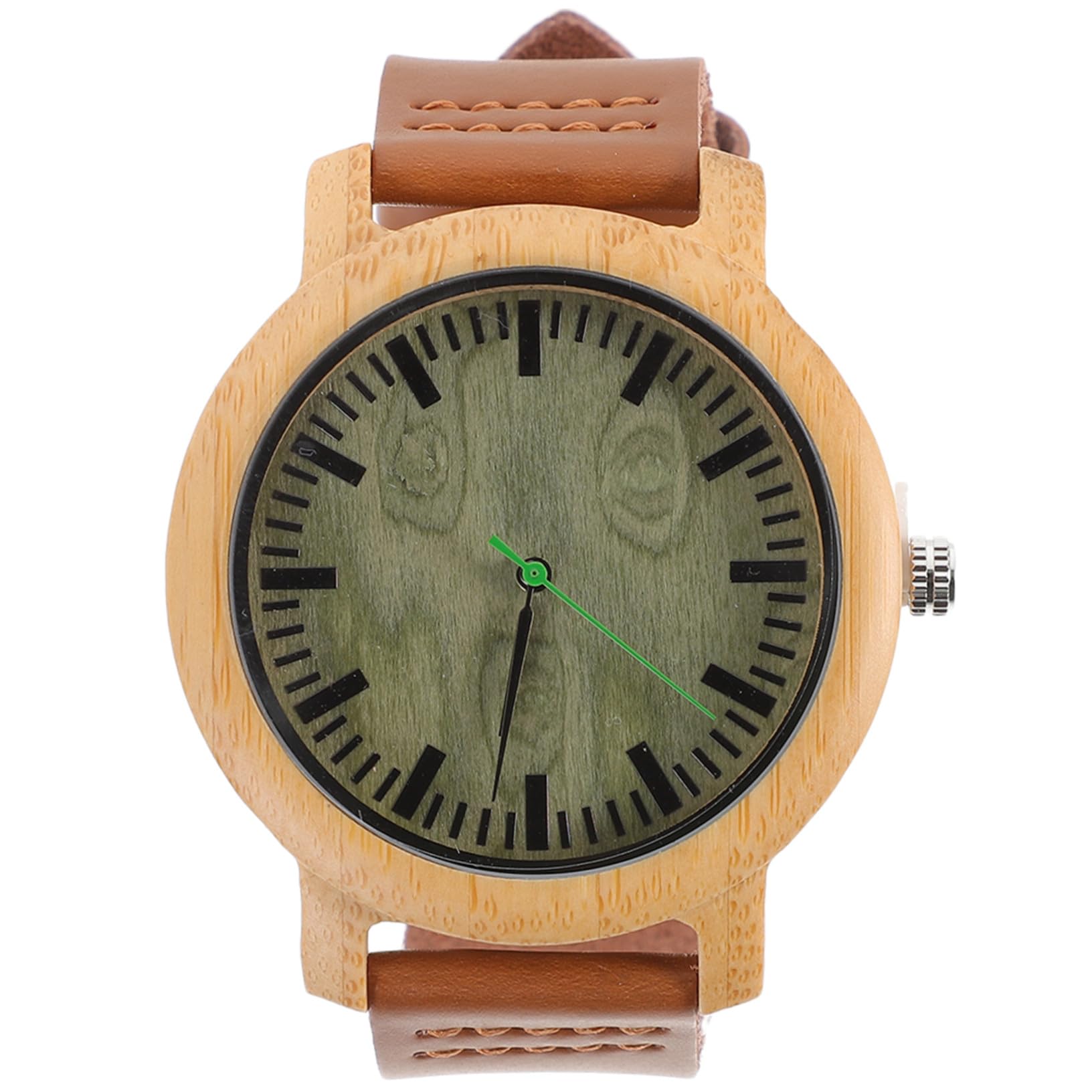 IMIKEYA Orologio da uomo in legno naturale con cinturino in vera pelle, design casual vintage, leggero e resistente, stile elegante per l'uso quotidiano