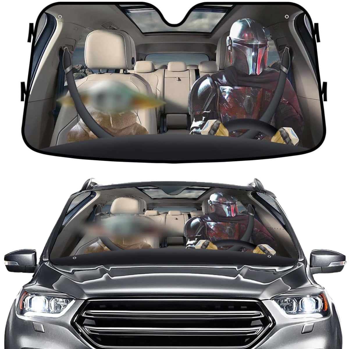 GENANY Alien Wars Windshield Sun Shade for Car SUV Truck (55x30 Inches), Sun Shade Windshield, Shades for Front Windows, Sunshade for Car Windshield, Protector Blocks UV