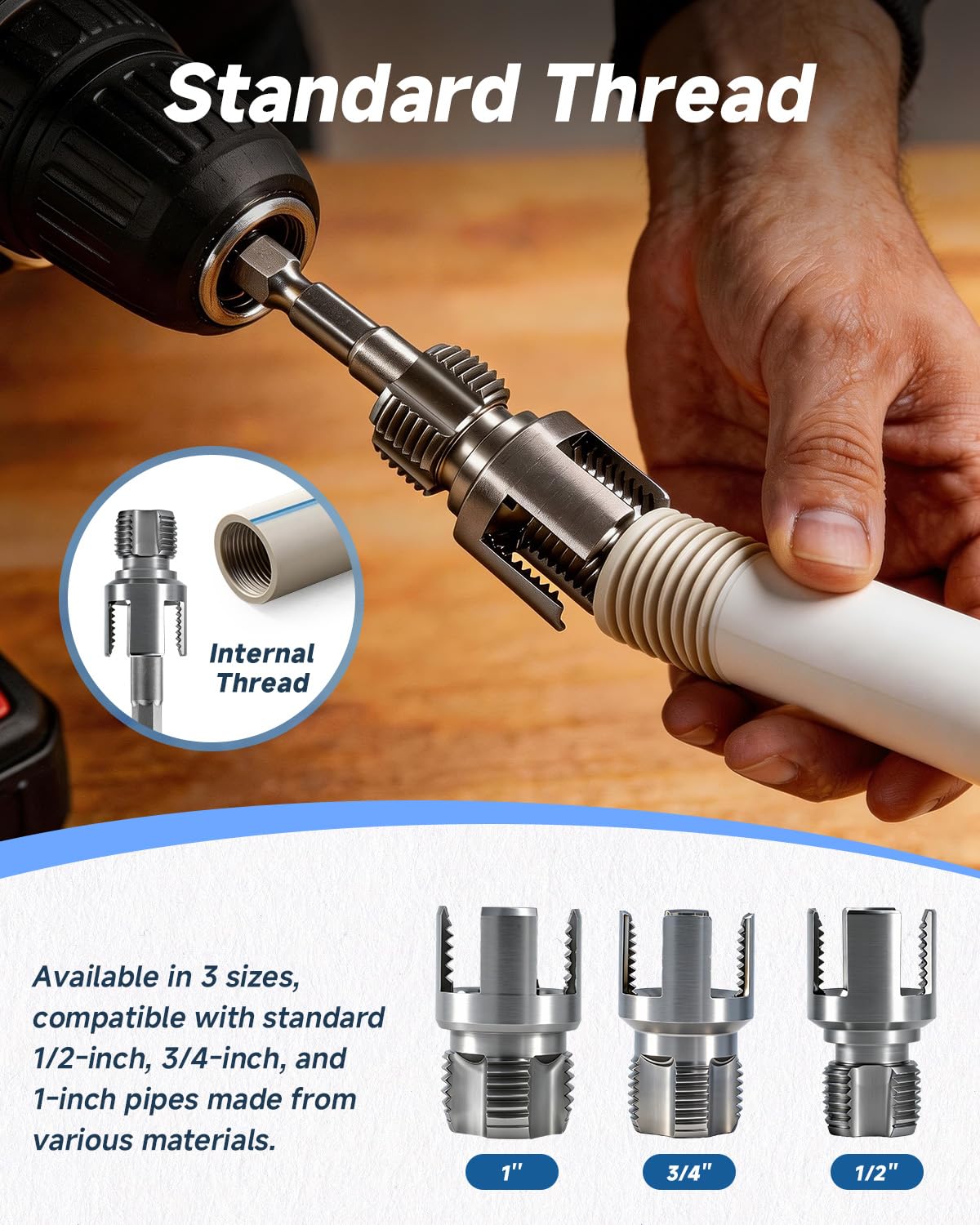 Pipe Tapping & Threading Tool Kit - 3 Sizes -5 Pipe Tapping & Threading Tool Kit - 3 Sizes -5