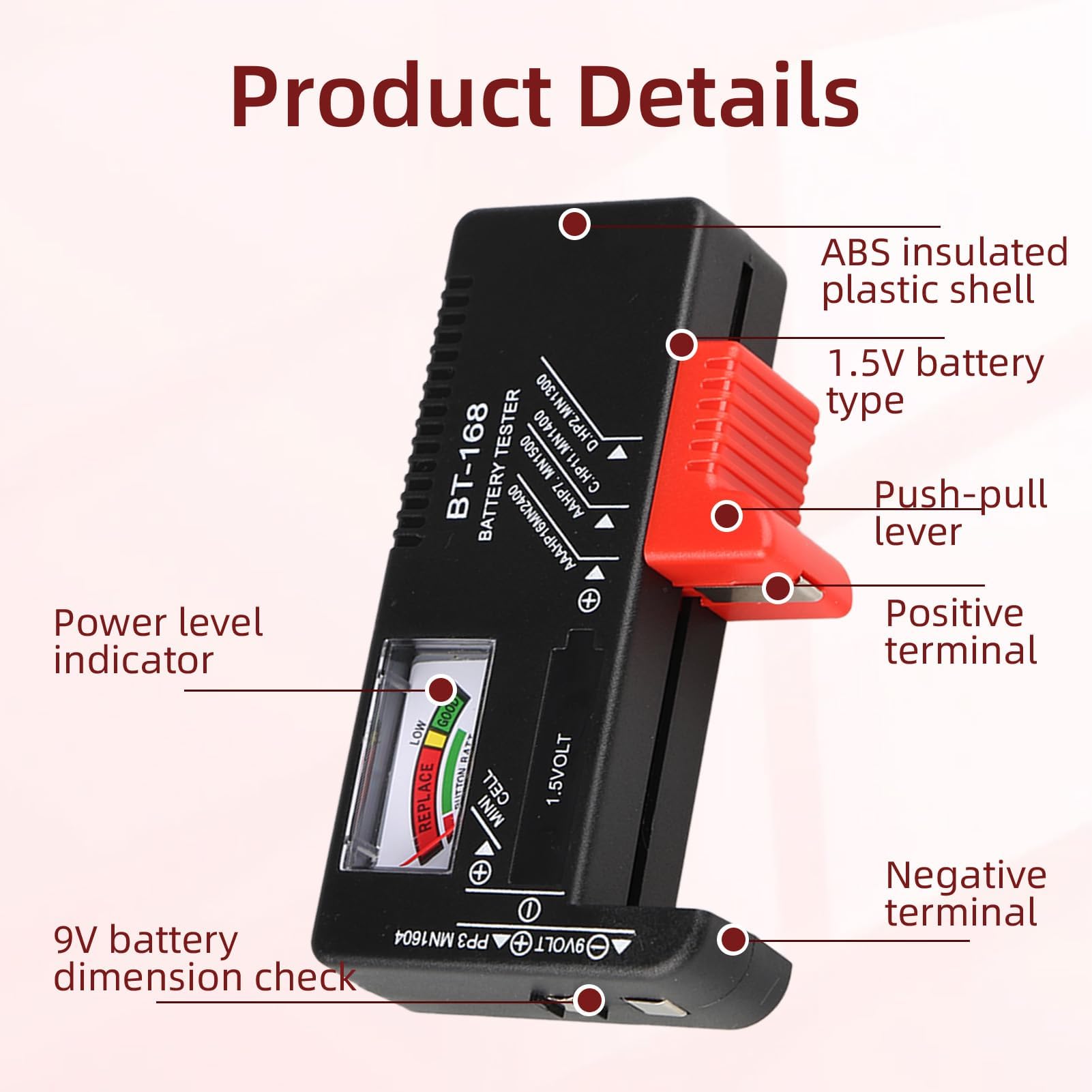 Testeur de Piles Universel BT-168 AA AAA C D 9V 1.5V Pile Bouton Contrôleur de Tension