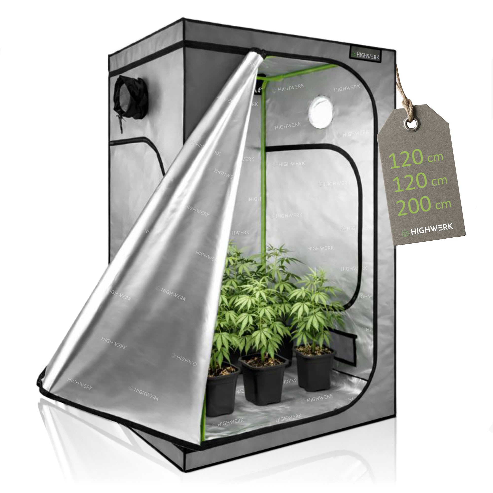 Tente de Culture 120 x 120 x 200 cm | Culture Maison « MyHomeGrow », Grise | Tente de Culture d'intérieur pour la Culture de Plantes | Boîte de Culture, Armoire de Culture