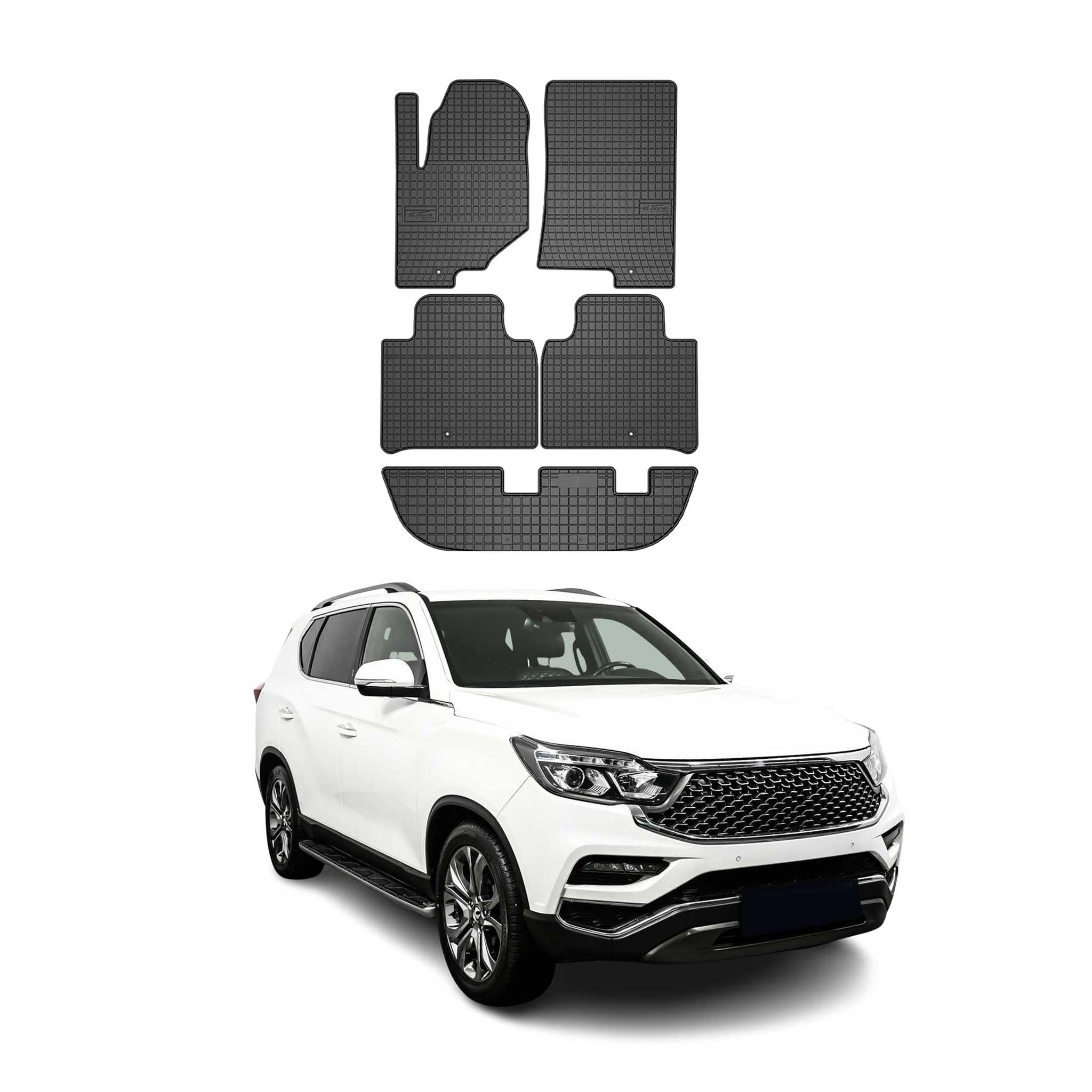 OMAC Dywaniki Gumowe Pasujące do SsangYong Rexton 2017-2026 Dywaniki Samochodowe Guma Czarny 5X