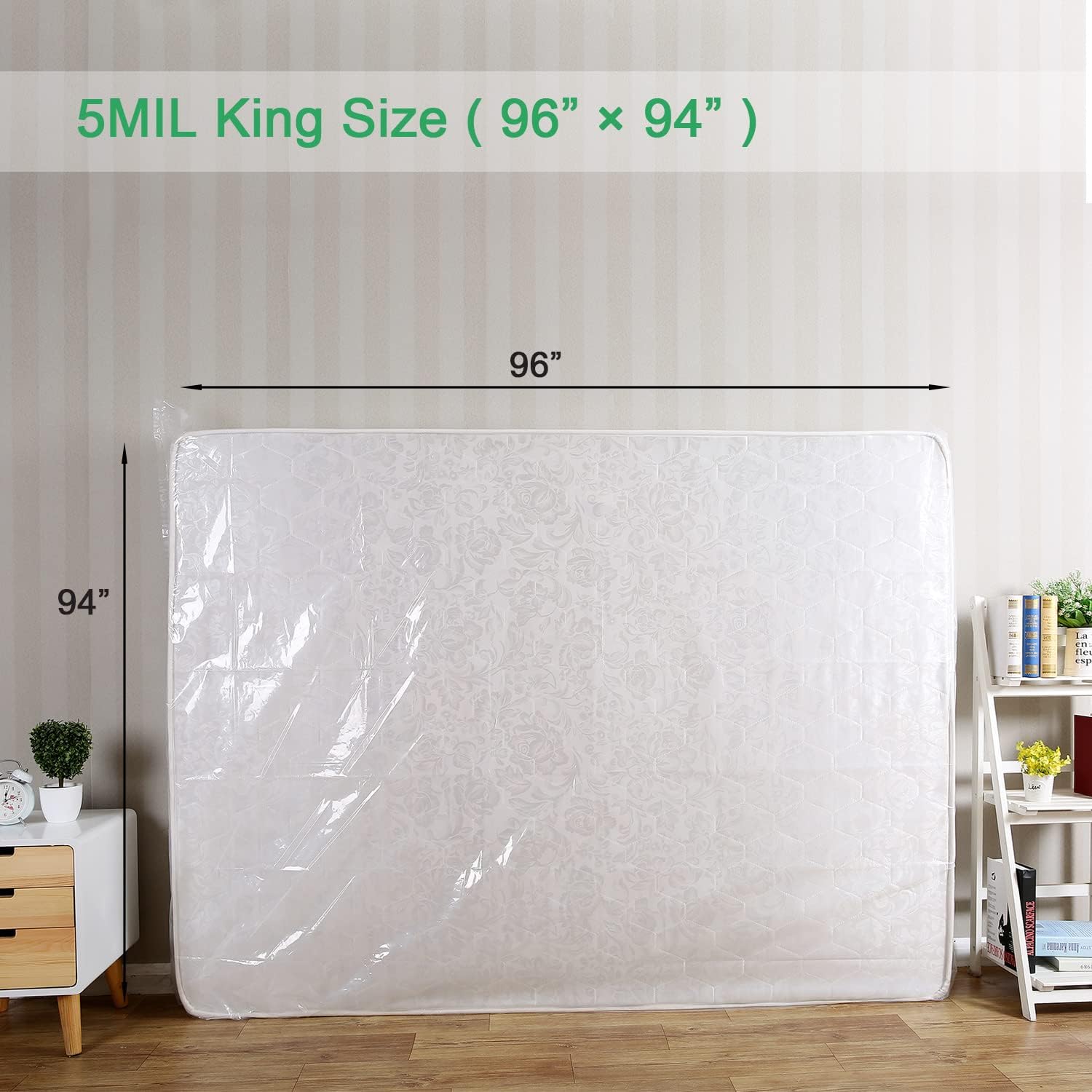 2-Pack Mattress Bag for Moving - King Size Mattress Storage Bag - 5 Mil Heavy Duty - Extra Thick Mattress Cover Protection - 94 x 96 Inch