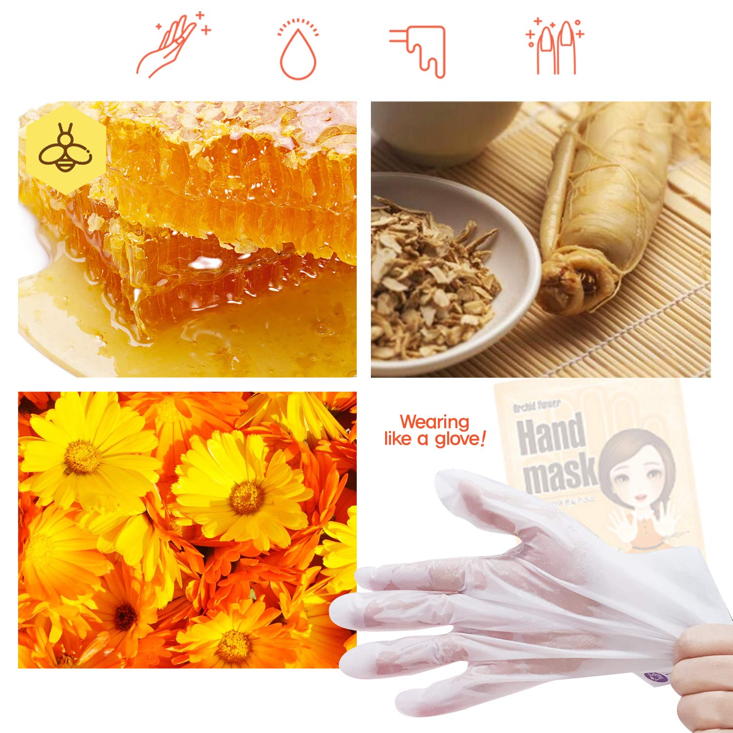 Hand Repair Mask Sheet Gloves for Hydration and Moisturization, Korean Skincare, 0.7 .o.z