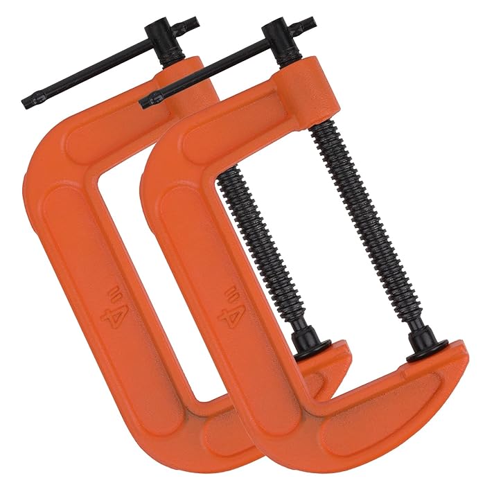 Buy 2 Pack 4 Inch CClamp Set, Heavy Duty G Clamps with 4Inch Jaw Opening Sliding TBar Handle