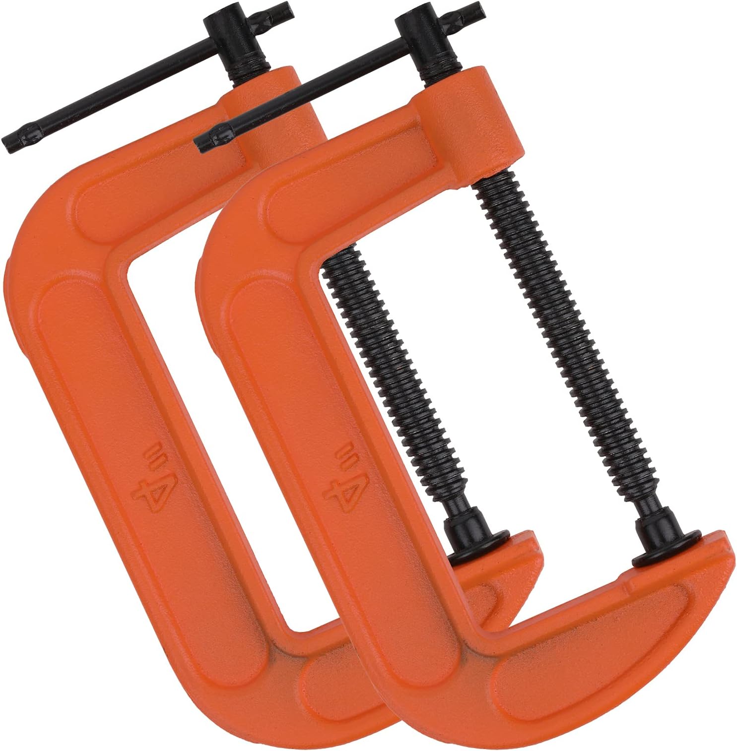 2 Pack 4 Inch C-Clamp Set, Heavy Duty G Clamps with 4-Inch Jaw Opening Sliding T-Bar Handle, Industrial Strength 4" C Clamps for Woodworking, Welding, Building