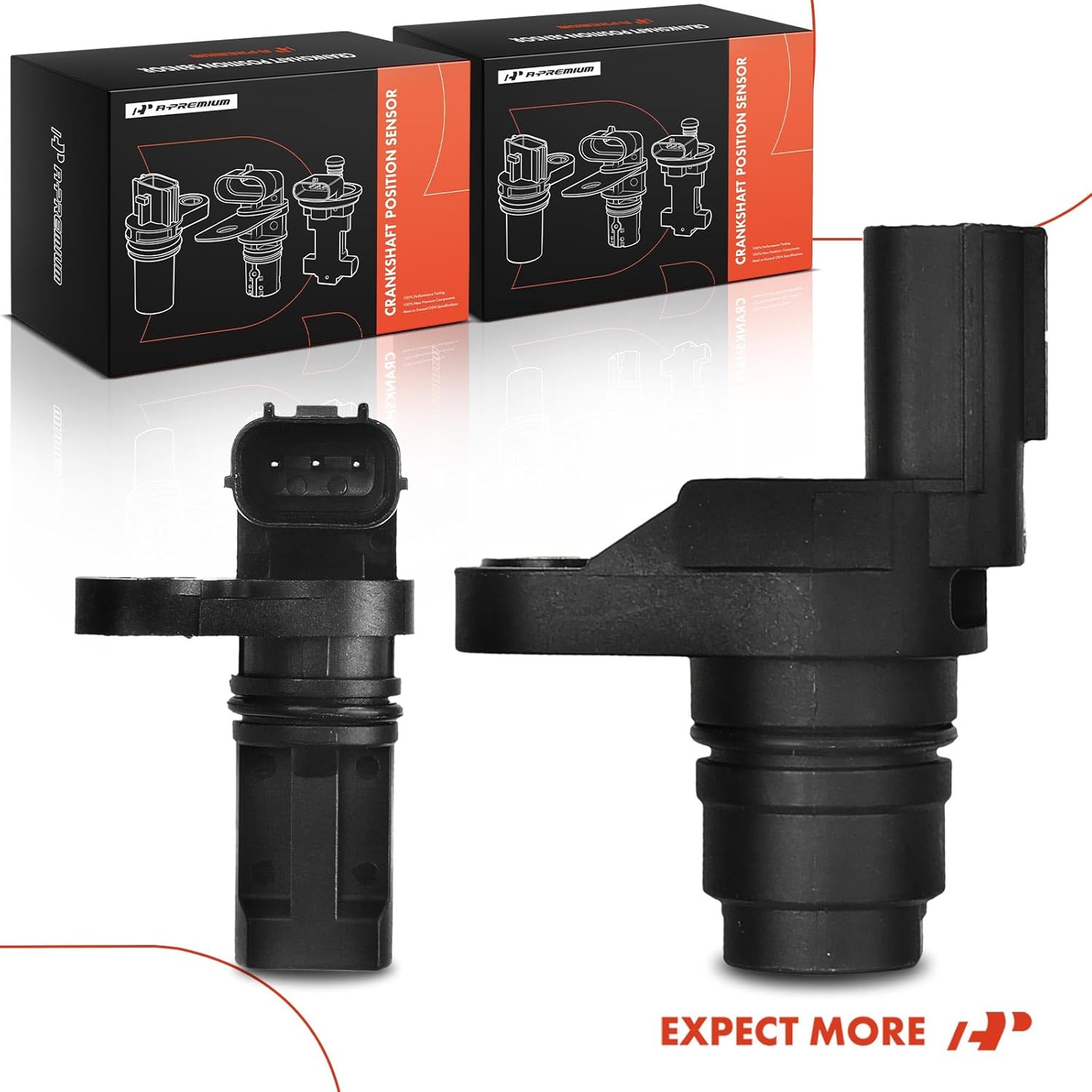 A-Premium 2-PC Engine Camshaft Crankshaft Position Sensors Compatible with Honda Civic 2012-2014, Fit 2009-2014, Insight 2010-2014, CR-Z 2011-2016 & Acura ILX 2013-2014, 1.3L 1.5L EV/BEV