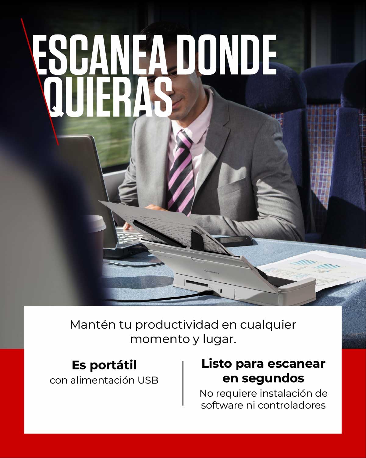 Canon imageFORMULA R10 Escáner Portátil | Escaneo a Doble Cara en hogar y Oficina | Alimentación por USB | hasta 12 pág. por min | Alimentador de 20 Hojas | Incluye Software Canon CaptureOnTouch Lite