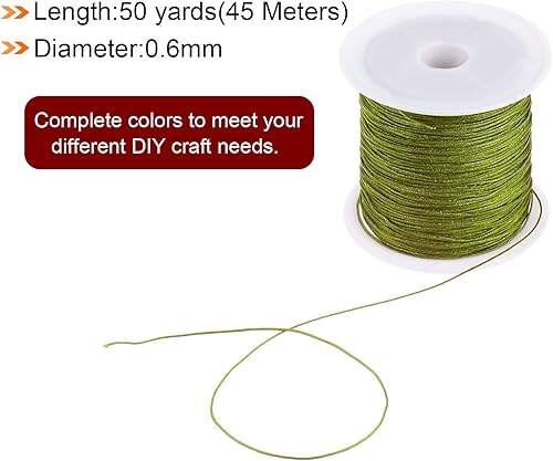 Miniatura 2 de HARFINGTON 1 rollo de hilo de nailon para abalorios de 0.024 in, 50 yardas, cuerda de satén de nailon trenzado para pulsera, collar, kumihimo, vara