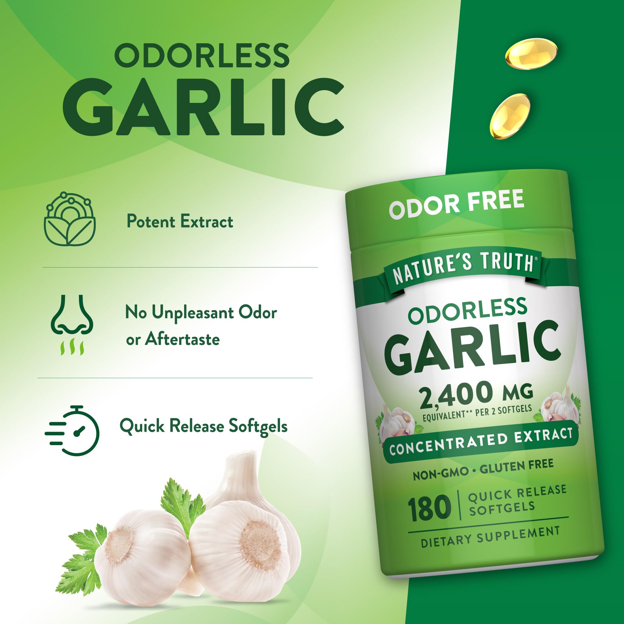 Nature's Truth Odorless Garlic Softgels | 180 Count — Amazon image 5