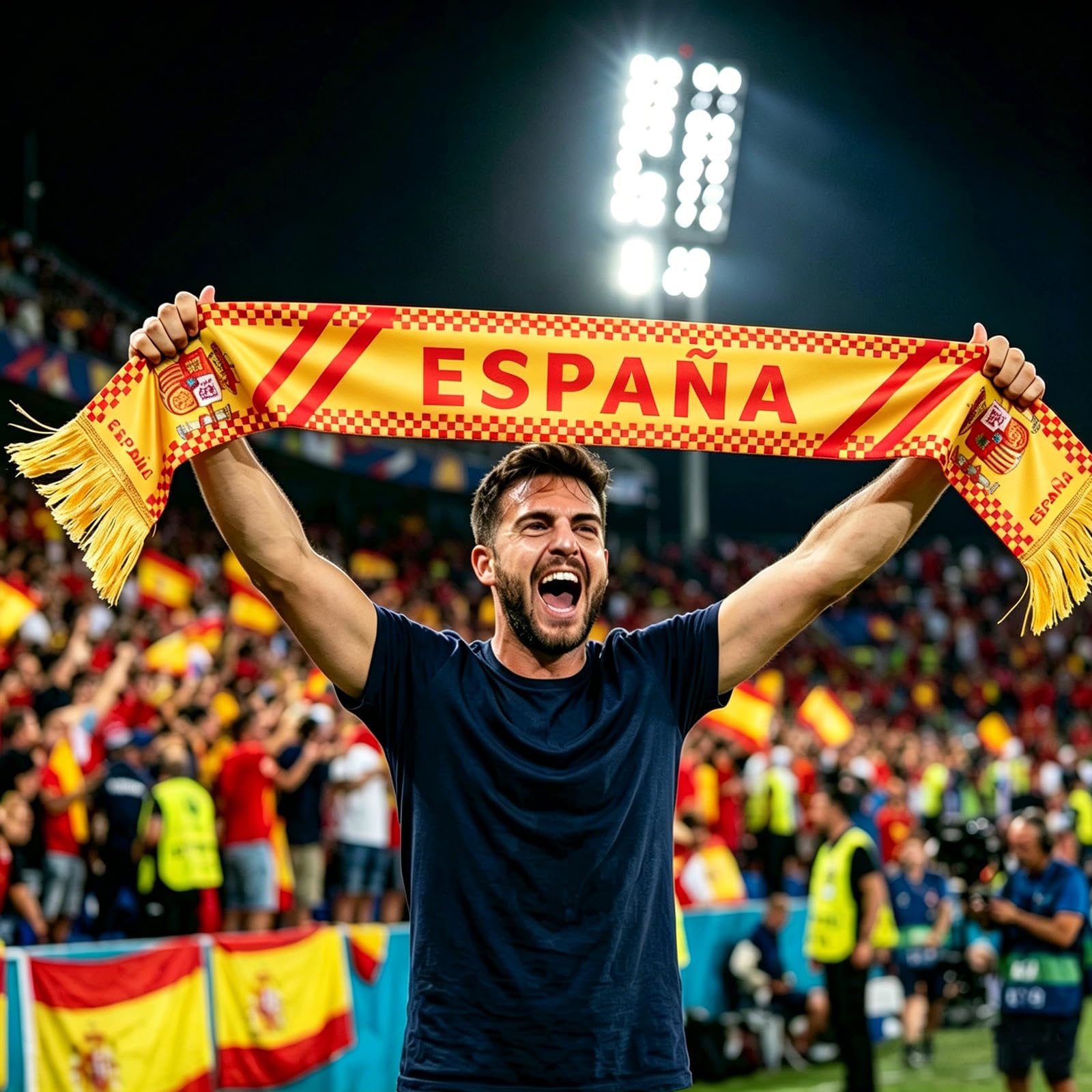 Bufanda España Fútbol 2 Unidades, Bufanda de Aficionado Roja y Amarilla de Poliéster, Diseño a Doble Cara para Torneo 2026, Estadio, Fan Zone y Eventos Deportivos