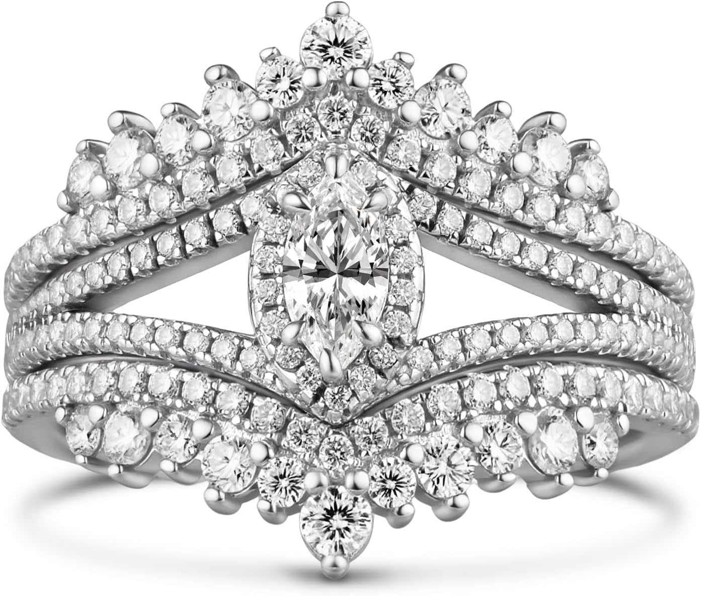 Jeulia Oval Cut Moissanite Engagement Ring Bridal Set for Women | D Color VVS1 925 Sterling Silver 2-Piece Wedding Promise Ring Set | with GRA Certificate & Gift Box, Gift for Her (Silver, 7)