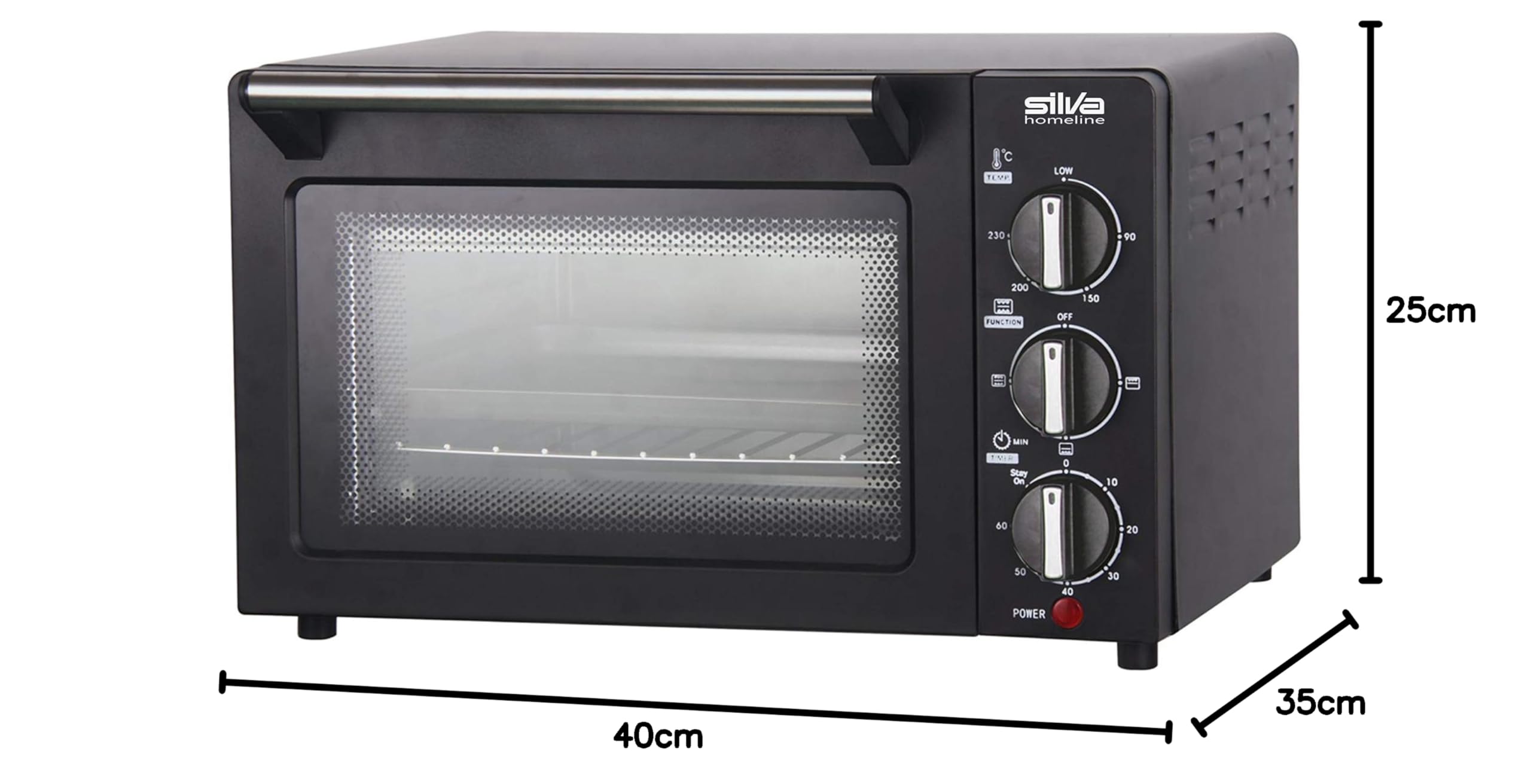 Silva-Homeline MB 1400 Minibackofen, 14 l, regelbar bis zu 230 Grad, großes Sichtfenster, Ober- & Unterhitze, inkl. Backblech und Grillrost