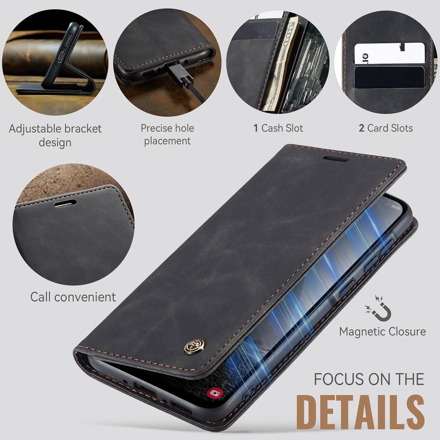 Coque pour Samsung Galaxy A34 5G Premium Housse Cuir Protection Pochette Rabat Portefeuill - Mise en situation et utilisation
