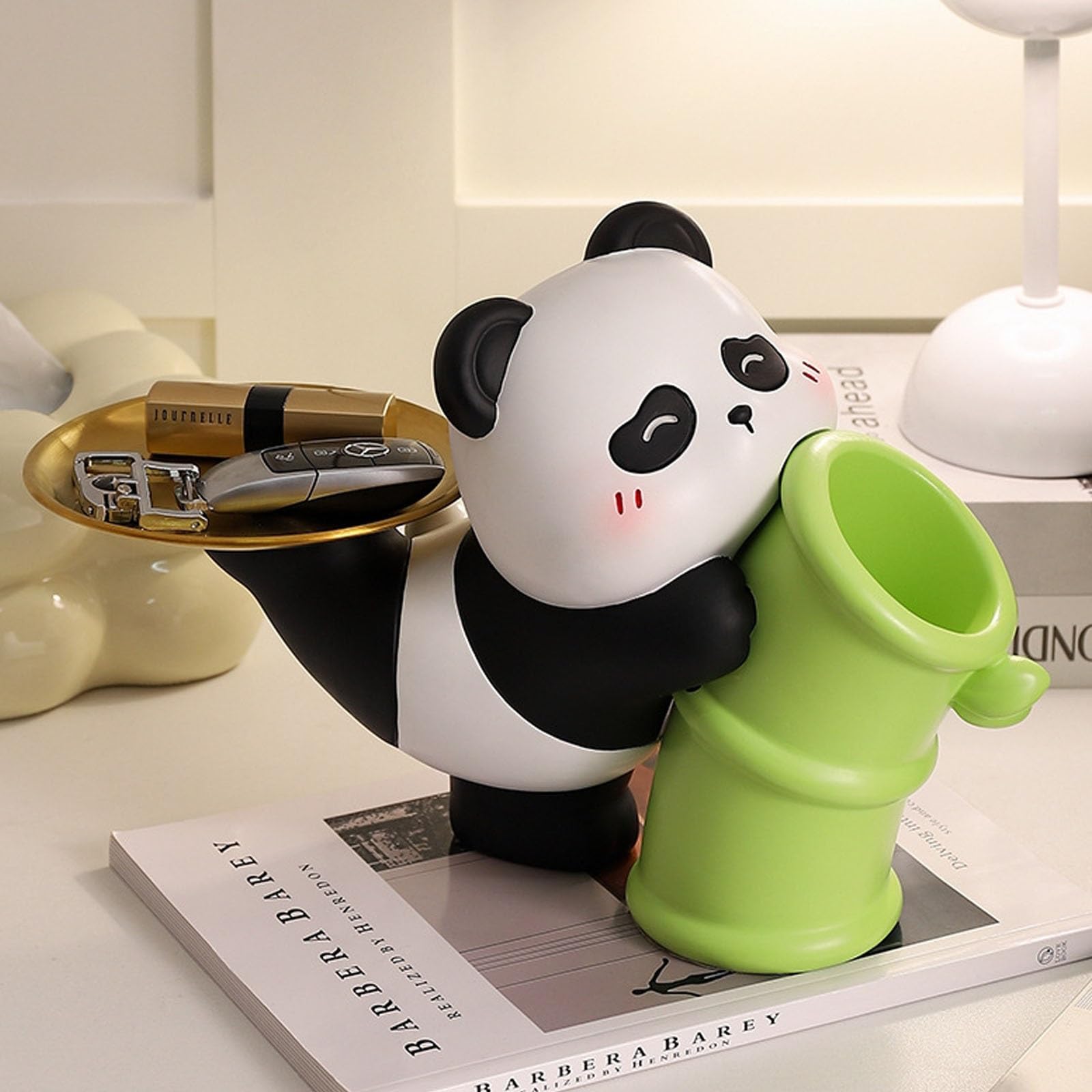 Taca na klucze Panda, kreatywny materiał żywiczny Taca na drobiazgi na biurko, Taca Rzeźba pandy z żywicy, Taca na klucze do przechowywania biżuterii w przedpokoju, Ozdoba Salon