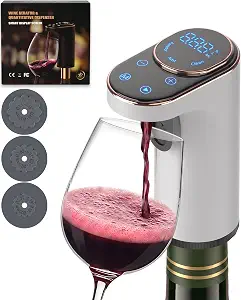Electric Wine Dispenser with Aerator, White, 1-999 mL, Smart Display, USB-C Rechargeable