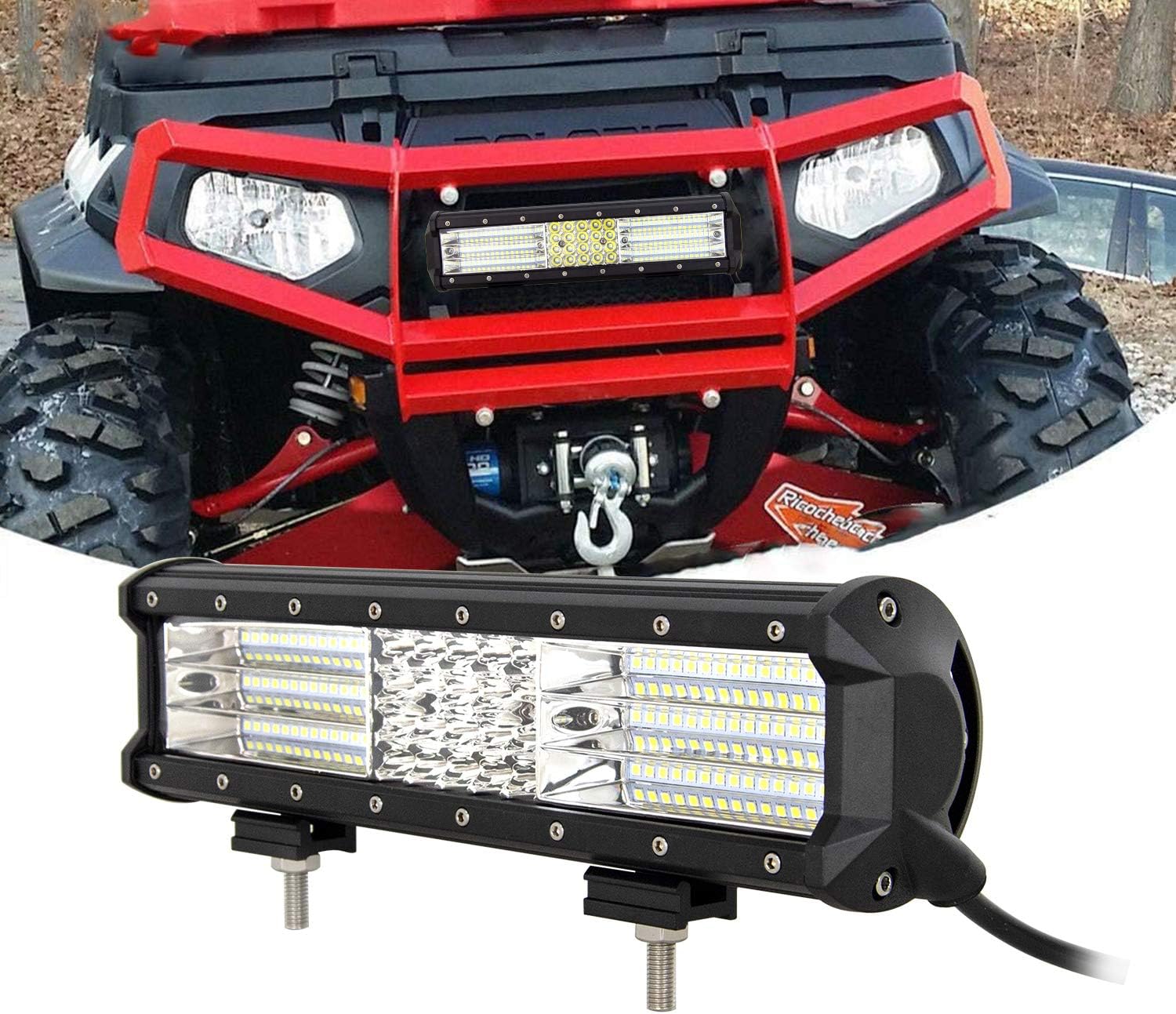 Willpower 12 inch 330W 4 Row LED Light Bar Work Light Spot Flood Beam 12V 24V for Vehicle Trucks Tractor 4X4 Boat Off Road Auto Fog Driving Lamp, Waterproof IP67
