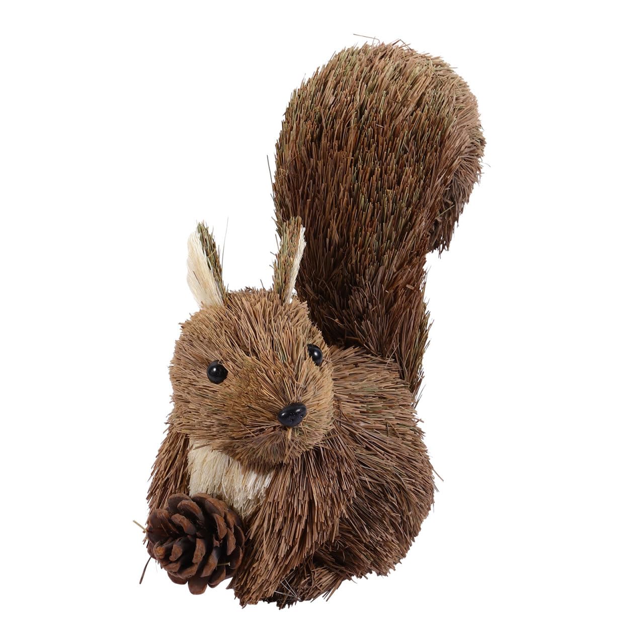 Luxshiny Sisal Squirrel Ornaments Christmas Animal Ornament Straw Squirrel Figurines Rustic Realistic Animals Statue Xmas Home Decor