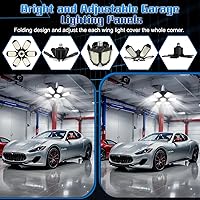 Vista 3 de Luz de garaje – Bombilla de garaje súper brillante de 15000 lúmenes, equivalente a 150 W, atornillada en enchufe E26 con 6 paneles deformables, 6500