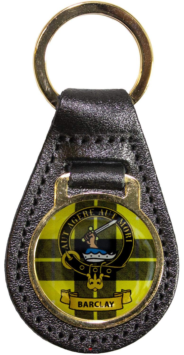 I LUV LTD Leather Key Fob Scottish Clan Crest Barclay Scottish Made