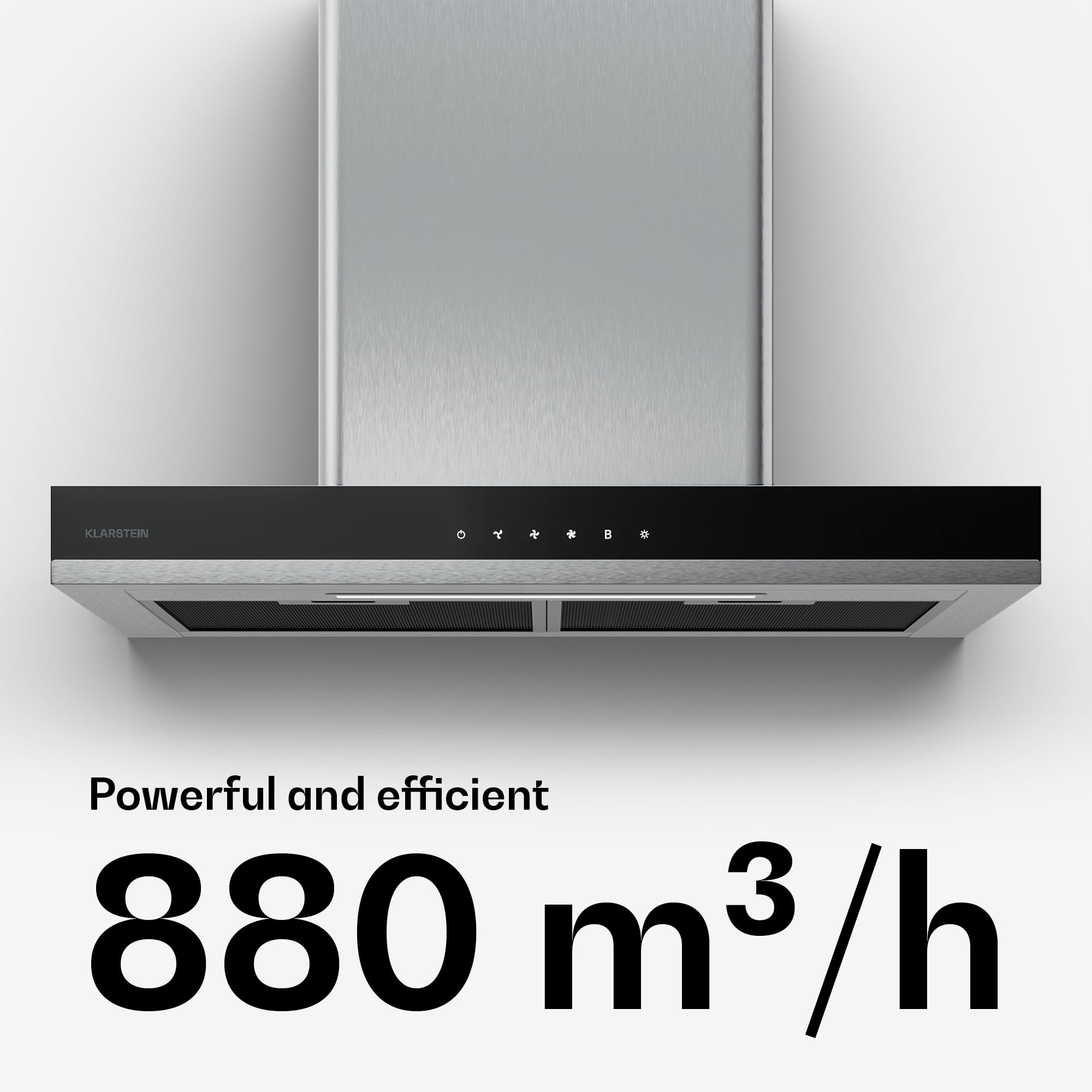 Klarstein Verosteel okap kuchenny 60cm - 881,6 m³/h, A++ efektywność energetyczna, dotykowe sterowanie, oświetlenie LED, stal nierdzewna i szkło, cichy, zmywarka bezpieczny filtr, okap