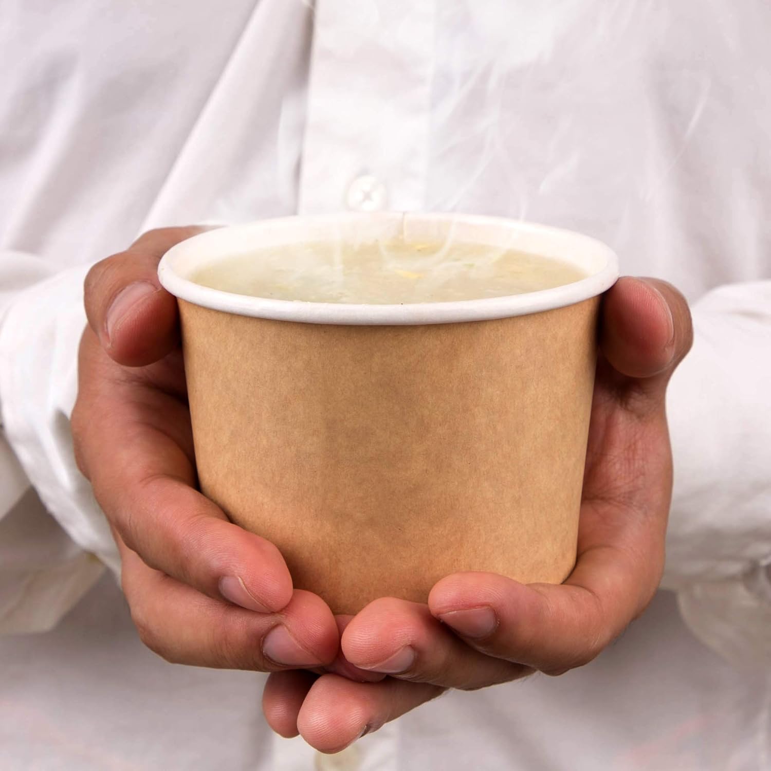 Promora 12oz Paper Ice Cream Cups Disposable 50 Count + Spoons, Bowls for Hot Soup/Dessert with Spoons, Perfect for Hot & Cold Food, Disposable Soup Bowls, Ice Cream Bowls, Frozen Yogurt (Brown 12oz) - Image 9