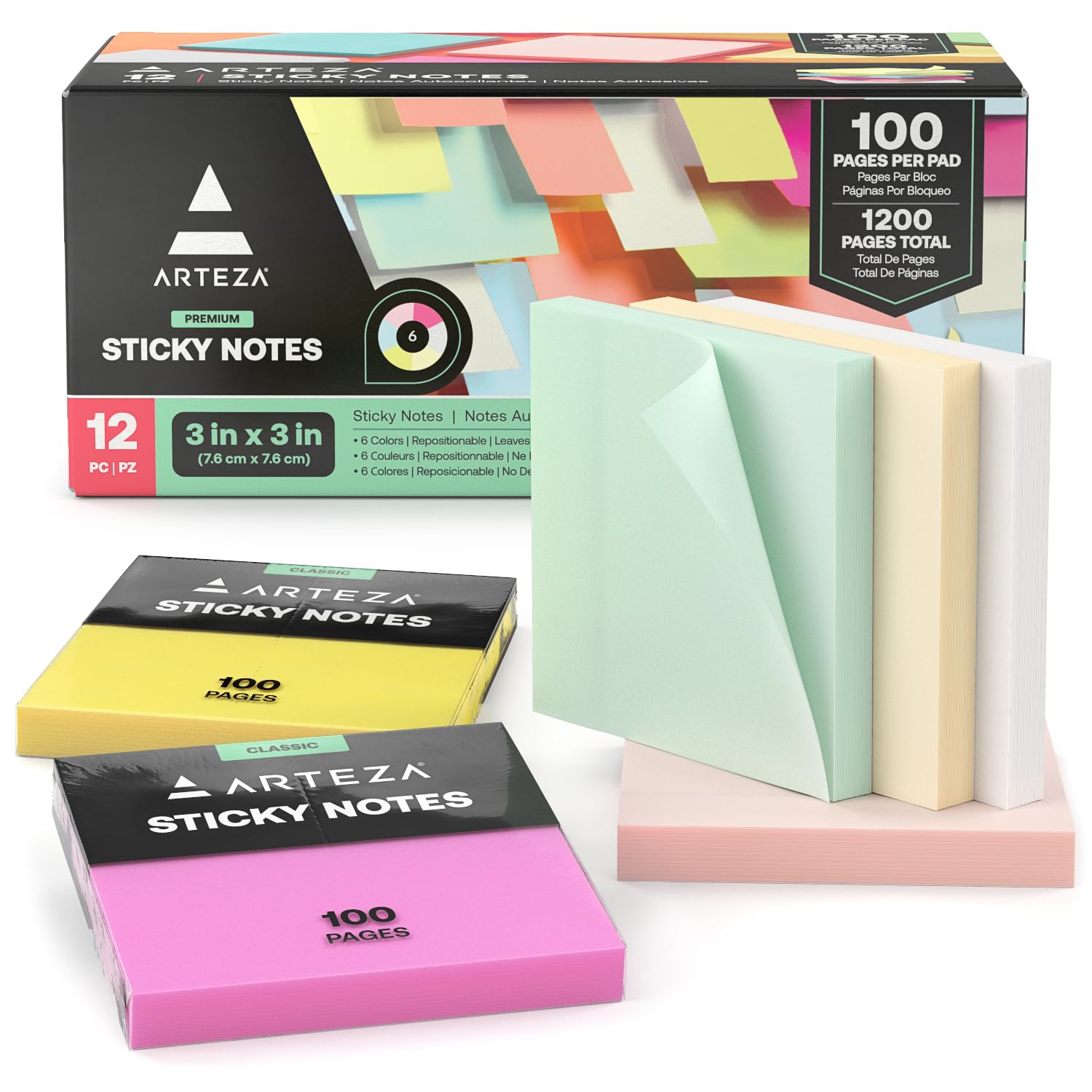 Sticky Note Pads Snapklik.com : Sticky Notes, 3x3 Inches, 12 Pads, Bulk Pack Of Assorted ...