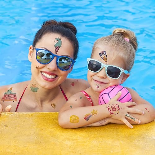 Miniatura 5 de Konsait 176 tatuajes temporales para niños, calcomanías de tatuaje falsas impermeables para niños y niñas, caramelos, piruletas, helados, tatuajes