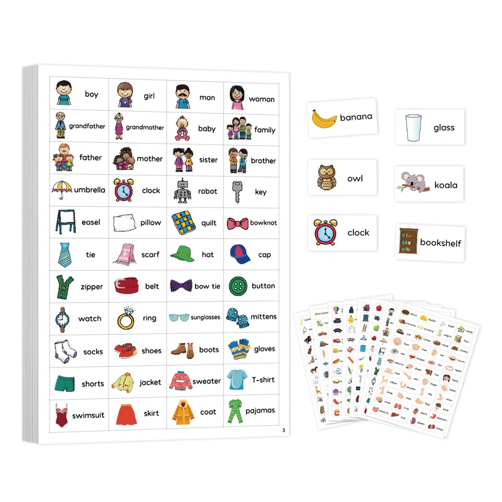 English Word Sticker Multifunctional Vocabulary Sticker Adhesive Words Labels for Preschool Classroom Homeschooling Fun Language Learning Stickers for Homeschooling and Teachers