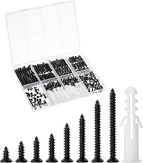 Mr. Pen- Wood Screws Assortment Kit, 400 pcs, 20 M6 Screw Anchor, Black Wood Screws Phillips Tips, Assorted Screws, Screw Assortment, Screw Set Assortment, Screw Kit, Flat Head Screws, M3 Screw
