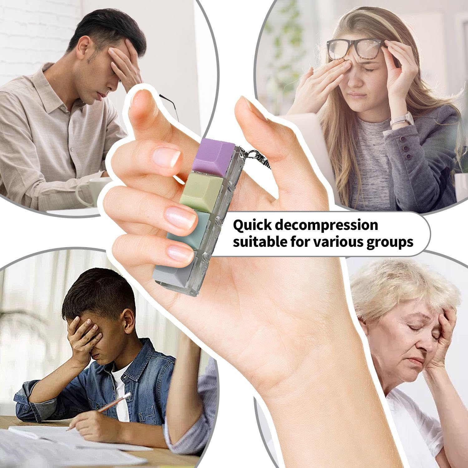 2 Porte-Clés Clavier - Jouet Décompression 4 Touches Et 1 Touche - Multicolore - Garçons