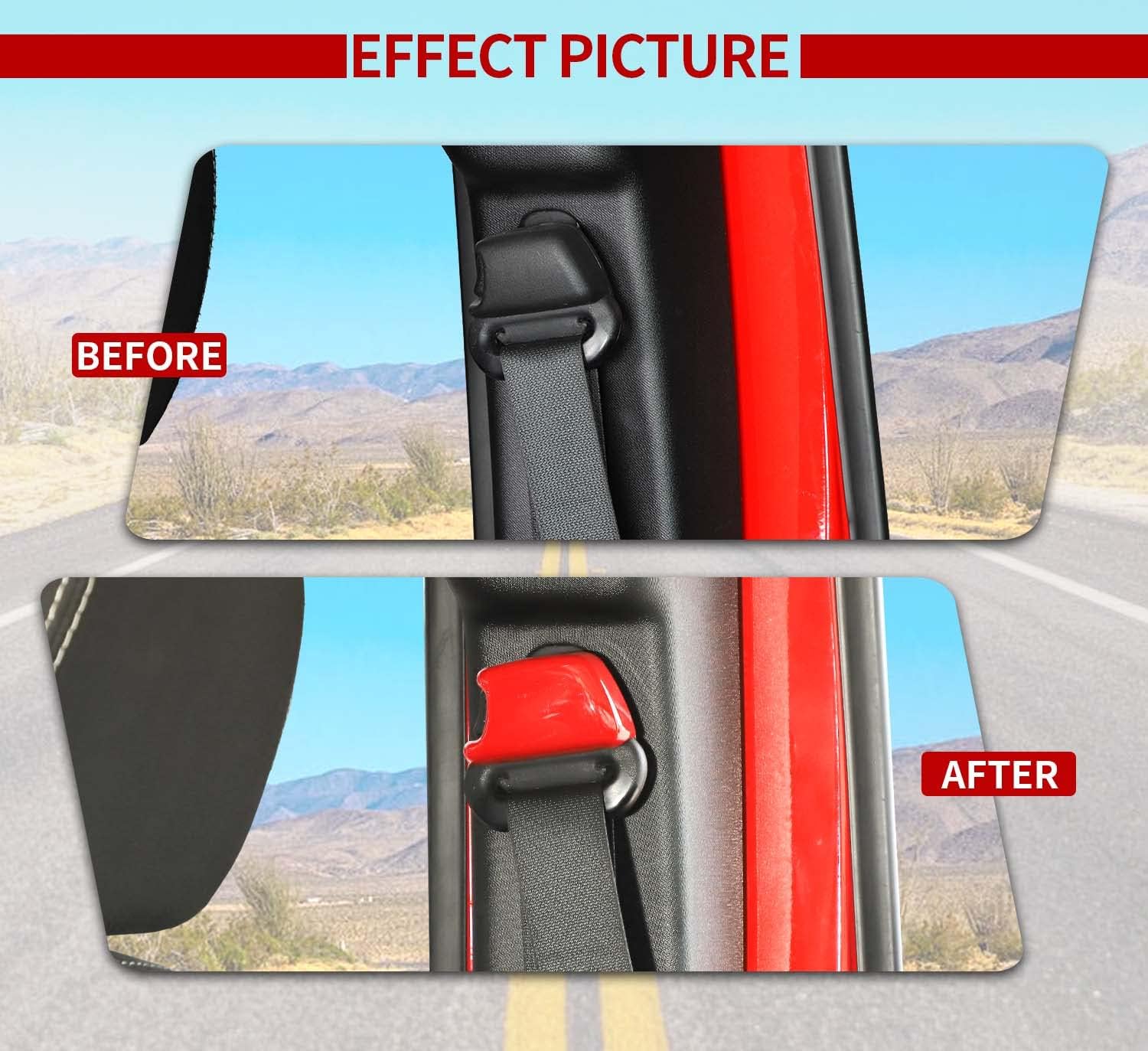 Voodonala Seat Safety Belt Buckle Cover Trim Compatible with Jeep Wrangler JK JKU 2007-2018 (Red)