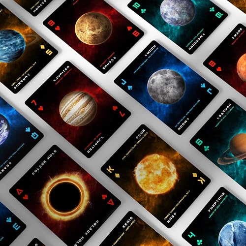 Cosmos playing cards: Space-Themed for Astronomy Enthusiasts with Galaxy Planets - Black Hole, Sun, Mars, Moon... (Planets Standard Edition)
