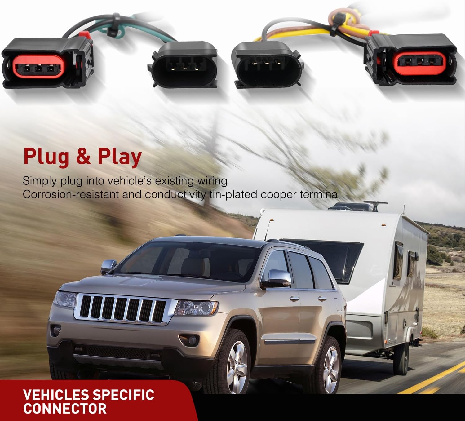 Nilight 4 Pin Trailer Wiring Harness Kit 56009 Vehicle Standard 4 Way Connector Custom for 2007 2008 2009 2010 2011 2012 2013 Jeep Grand Cherokee Simple Fit Tow Hitch Harness
