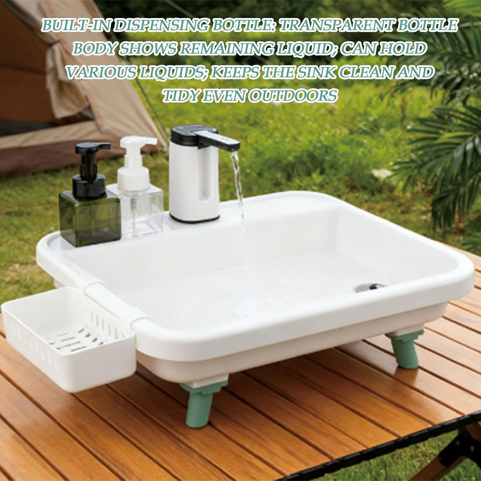 Cuenca exterior de calidad profesional – Contenedor de líquidos de alta capacidad, grifo móvil universal resistente | Dispositivo de saneamiento táctico de patio trasero para suministros de