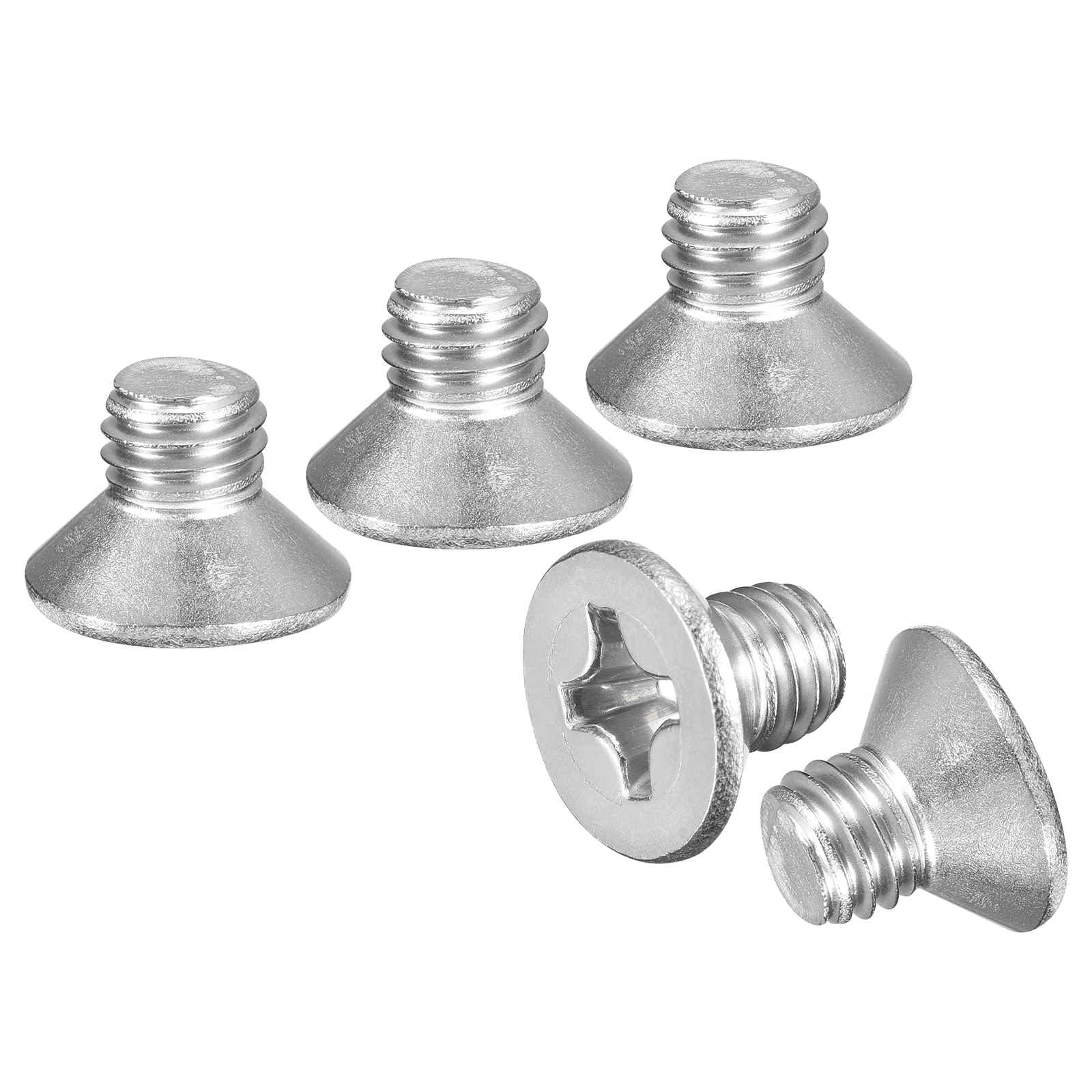 DTGN M8-1.25x10 Flat Head Countersunk Machine Screws - 20pcs - Good for Furniture and Machinery - 304 Stainless Steel Phillips Machine Screws Bolts - Silver — image 1